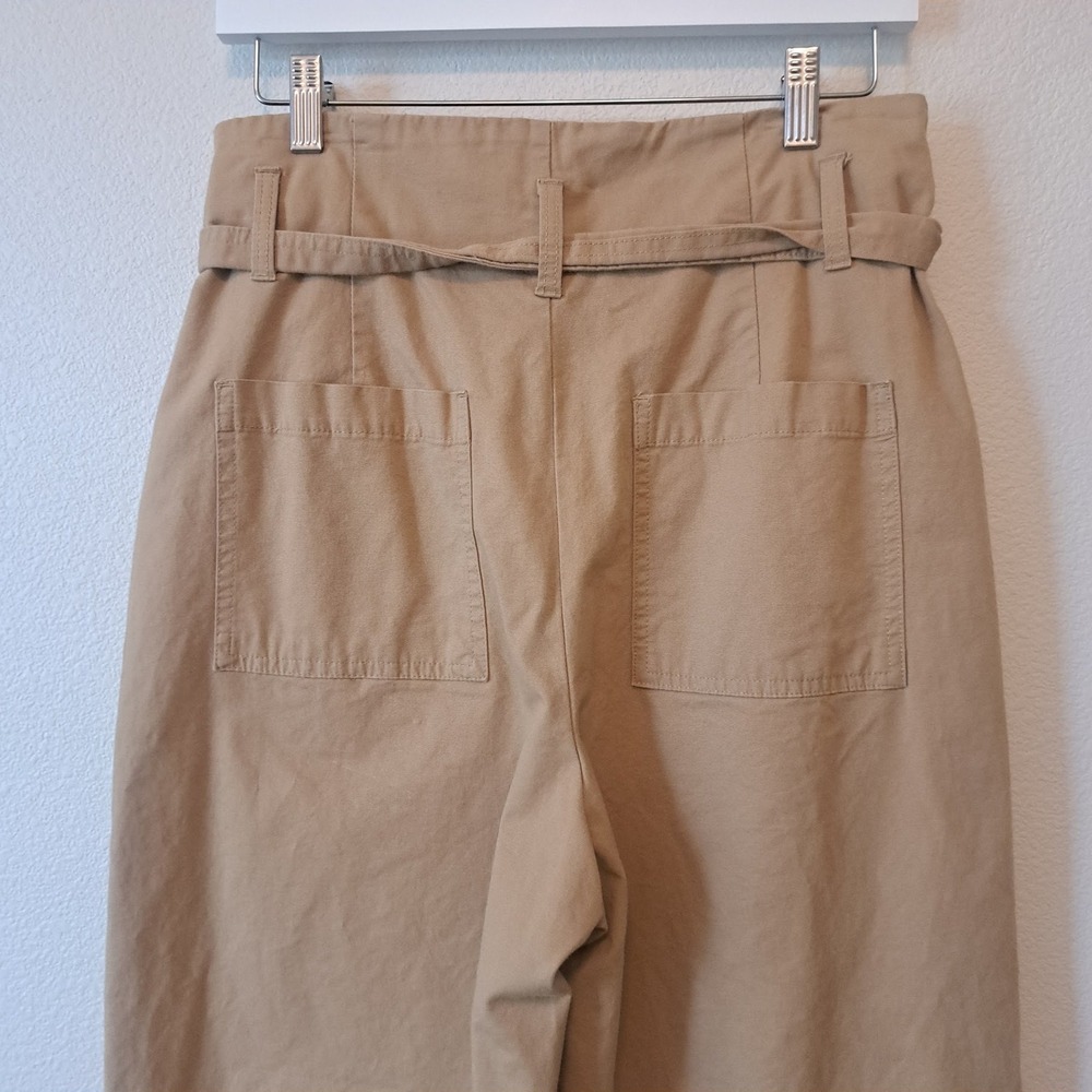 A New Day Tan Khaki High Rise Wide Leg Tie Waist Utility Trousers Pants Size 10 - Picture 5 of 7